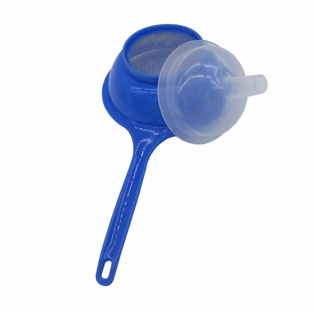 QM wholesale food grade funnel long handle meadow plastic funnel with filter screen for milk the cow