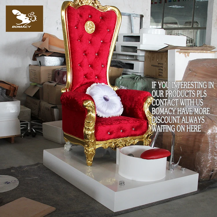 Bomacy Red High Back King Throne Chair Manicure Pedicure Chair Nail Salon Furniture SPA Equipment