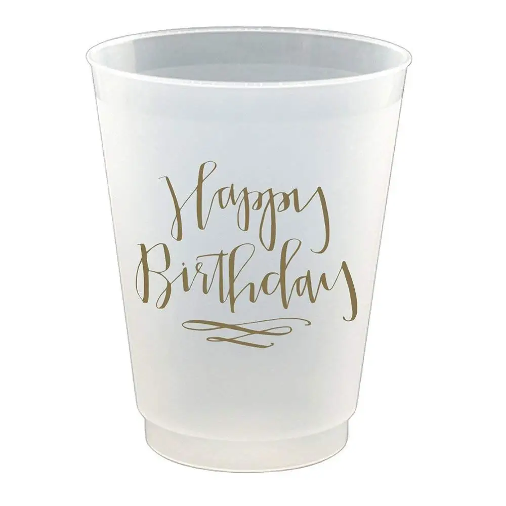 16oz Slant Happy Birthday Flex Drinking Cups