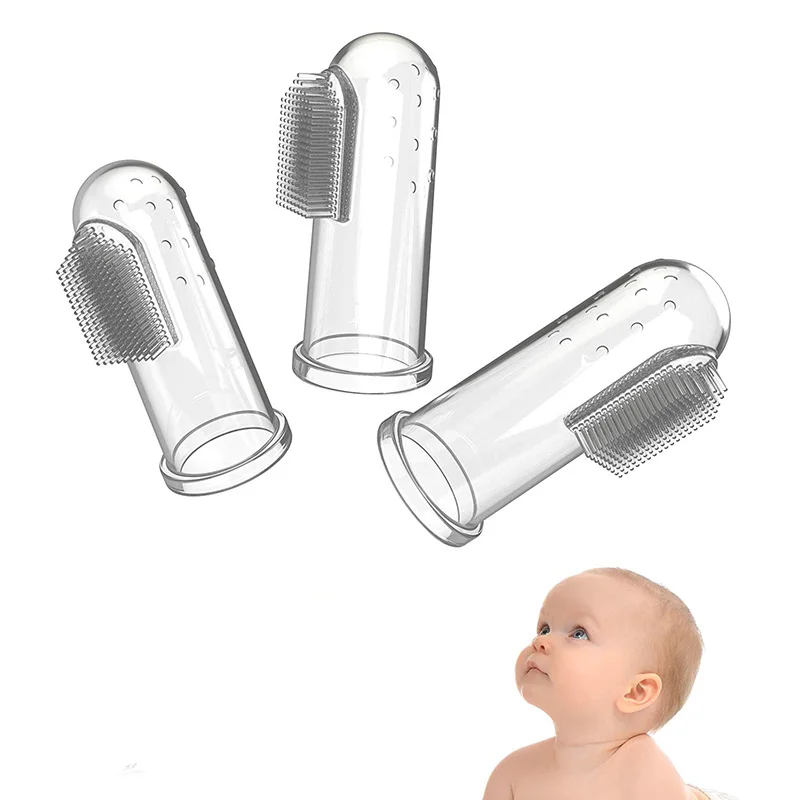 
BPA-free food grade silicone baby finger toothbrush with portable PP box 
