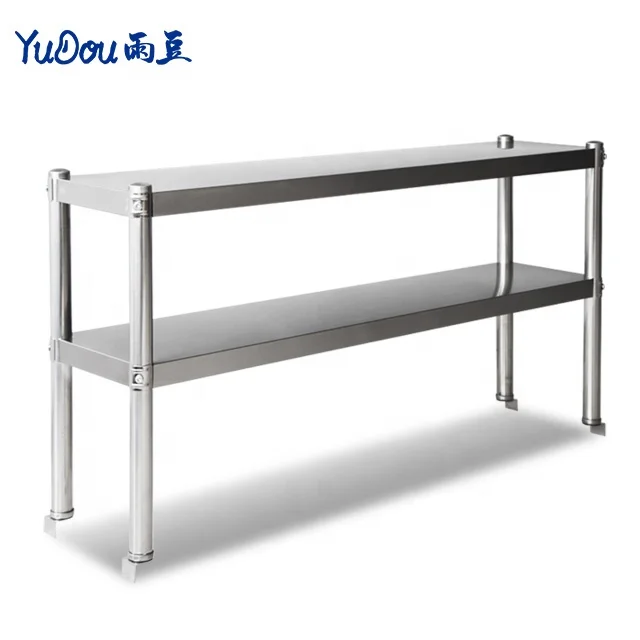 Commercial  Kitchen Double Overshelf Work Bench Sorting Table  Customized Stainless Steel Work Table