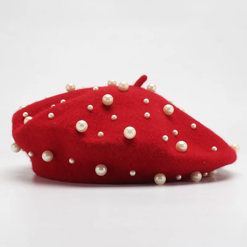 custom women pearls wool felt beret design your own beret cap (60773471879)