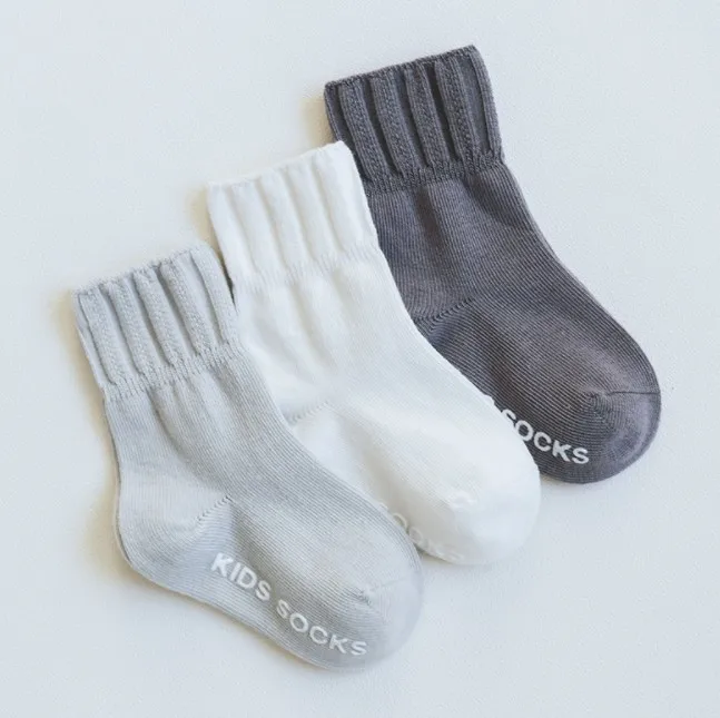 Double needles loose baby socks 0-3-5 years old anti slip tube baby socks newborn socks