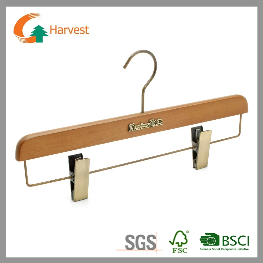 High quality nickel hook wooden skirt pant hanger