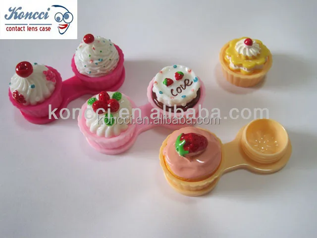 Hot Sale Cartoon Cute Cake Shape Empty Contact Lenses Storage Case Holder Box Soak Storage Kit CL-A022