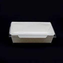 Food Grade kraft Paper food box with clear plastic cover for restaurant packaging box