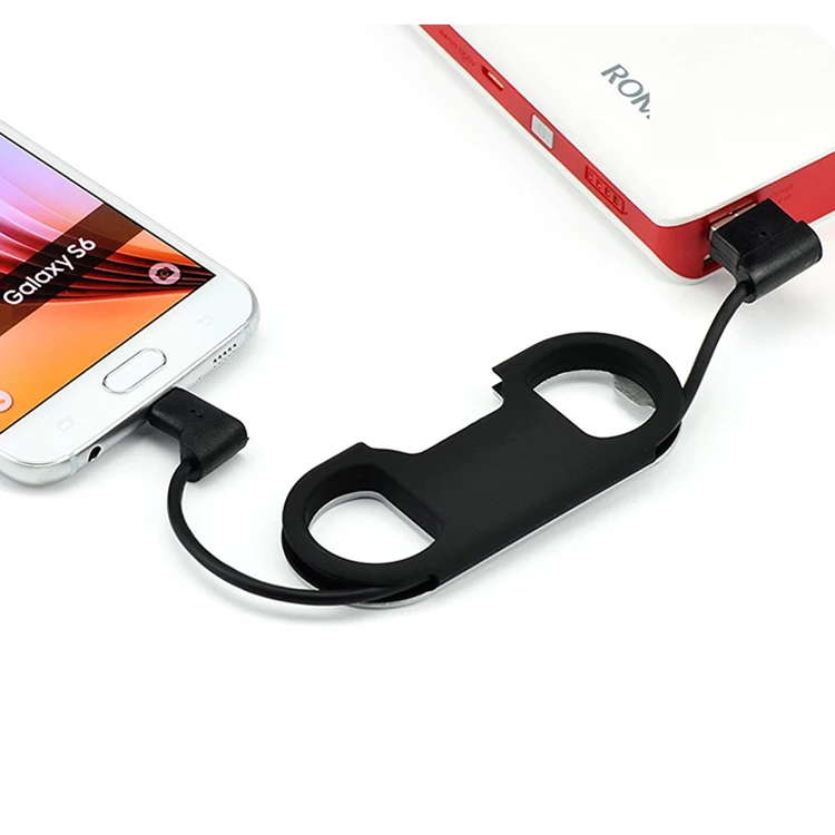 
2018 New Multi-function Beer Wine Bottle Opener Keychain Charger Cable for iPhone and Android Phones 