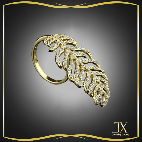 Новый Дизайн CZ Камень Золочения Листья Кольца Ювелирные Изделия
