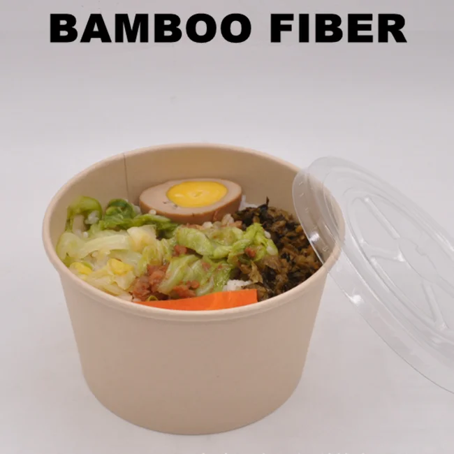 
Bamboo Fiber Disposable Paper Salad Food Container Bowl 