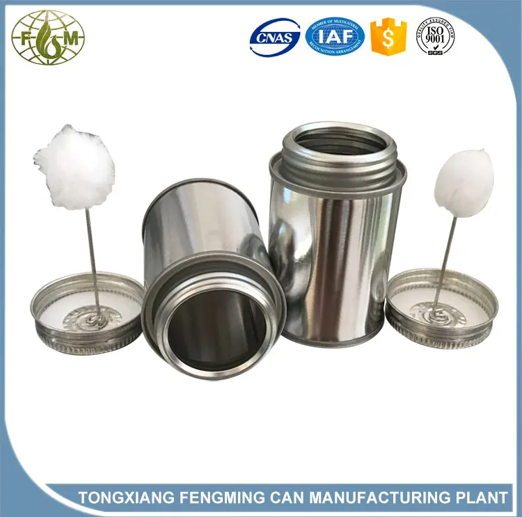 
empty 1/32 gal metal round tin can 118ml 4oz bundi PVC pipe glue bottle with brush 