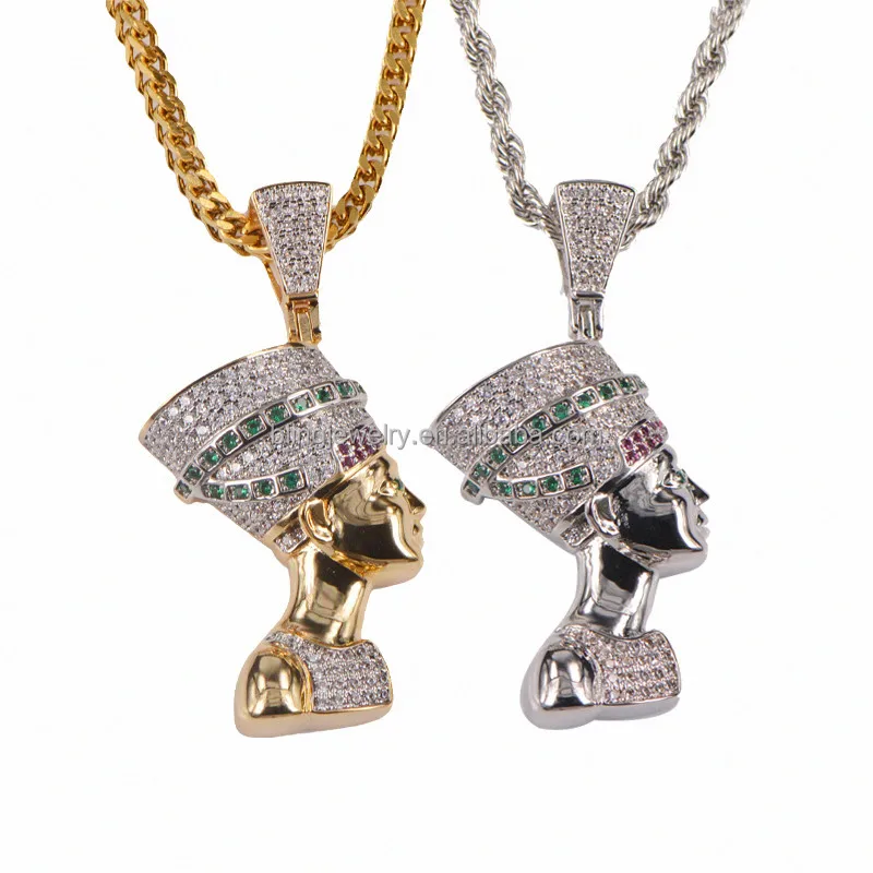 
Lab Diamond 925 Silver Egyptian Nefertiti Queen Pendant 
