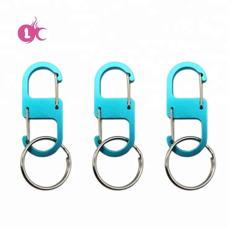 Manufacturer promotion gifts custom logo S Shaped mini climbing carabiner aluminum with split ring