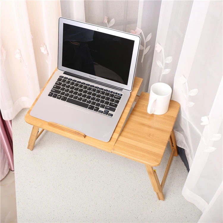 100% natural bamboo wooden multifunctional folding bed tray laptop table with drawers and fans