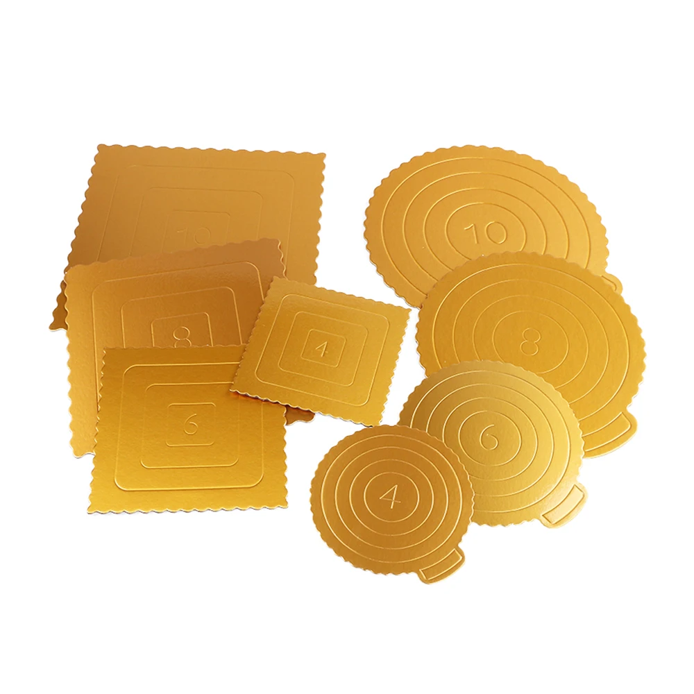 Cake paper tray round/square golden three-layer thickened oil-proof wavy edge birthday cake moustor hard paper pad