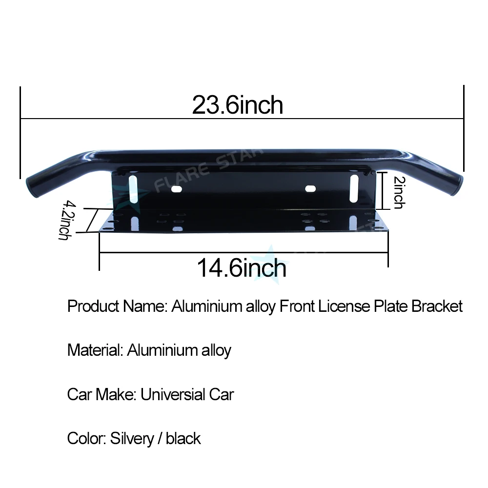 Aluminum Front License Bracket, Front Bumper License Plate Mount Bracket Holder for Off-Road LED Driving Light Bar