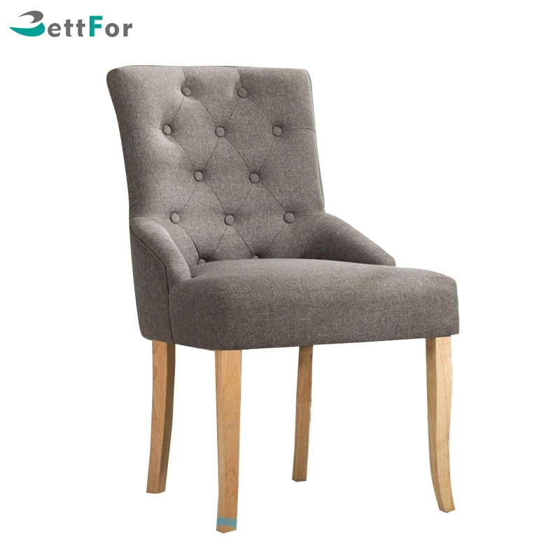 Деревянные ножки дизайн с пуговицами сзади обеденный стул из ткани BDC-192