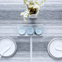 Buy online blue and white striped customized size available extra large bright colour funky table mats garden table placemats