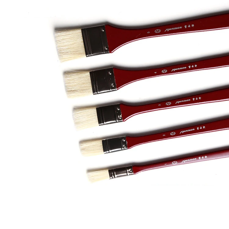 
Hot Sale Paint Brush Set High Quality Hog Mane Flat Brush Professional Oil Painting Brush 