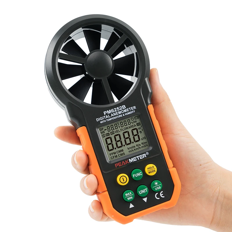 USB Multifunction Air Velocity Temperature Relative Humidity Flow Digital Handheld Anemometer