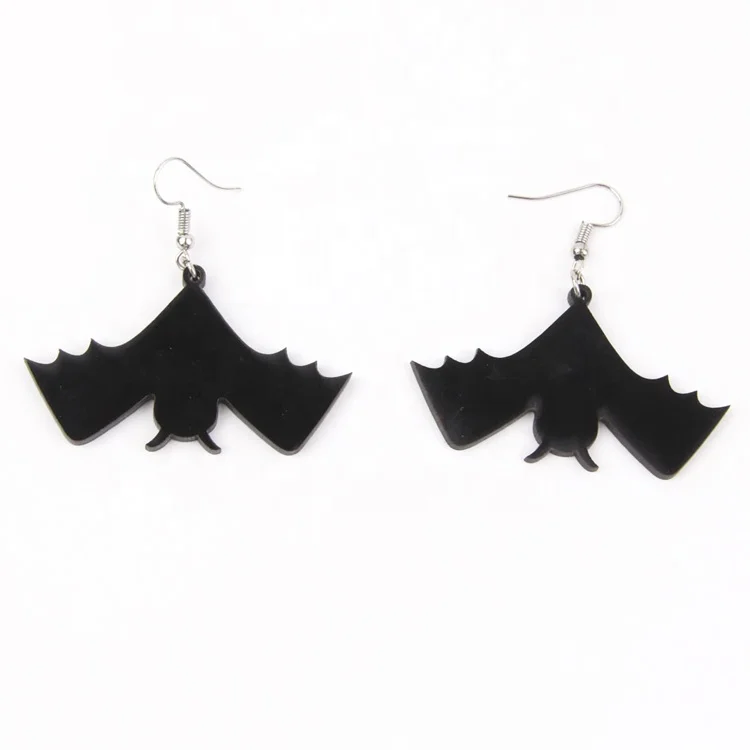 Halloween Drop Earring Acrylic Black Bat Shaped Earrings