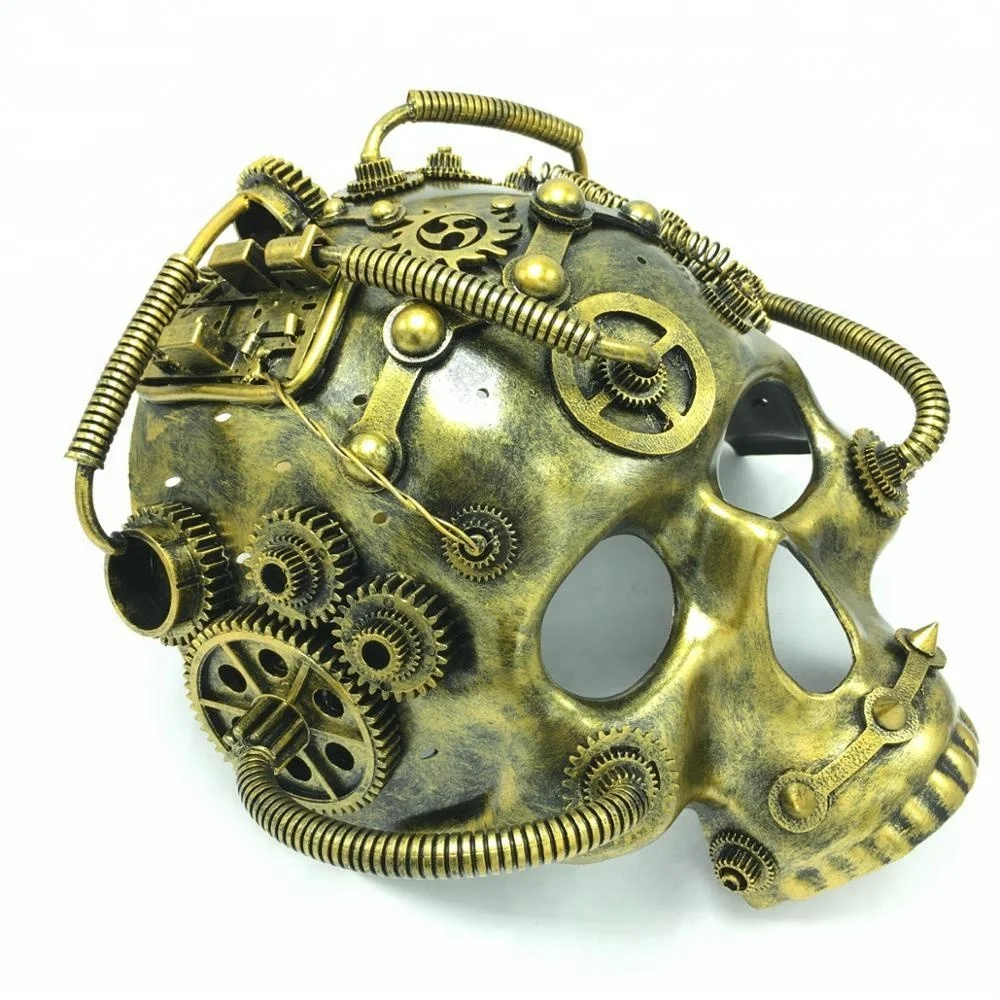 Steampunk Halloween Cosplay Skull Mask with Spikes Rivets Eyelets Punk Decorations Party Supplies