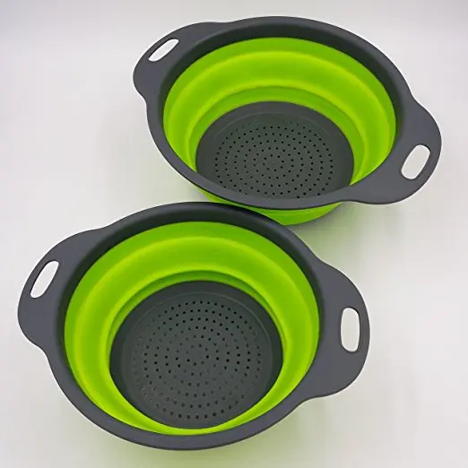 Food Grade Silicone Collapsable Bowls Kitchen Silicone Strainer Collapsible Colander