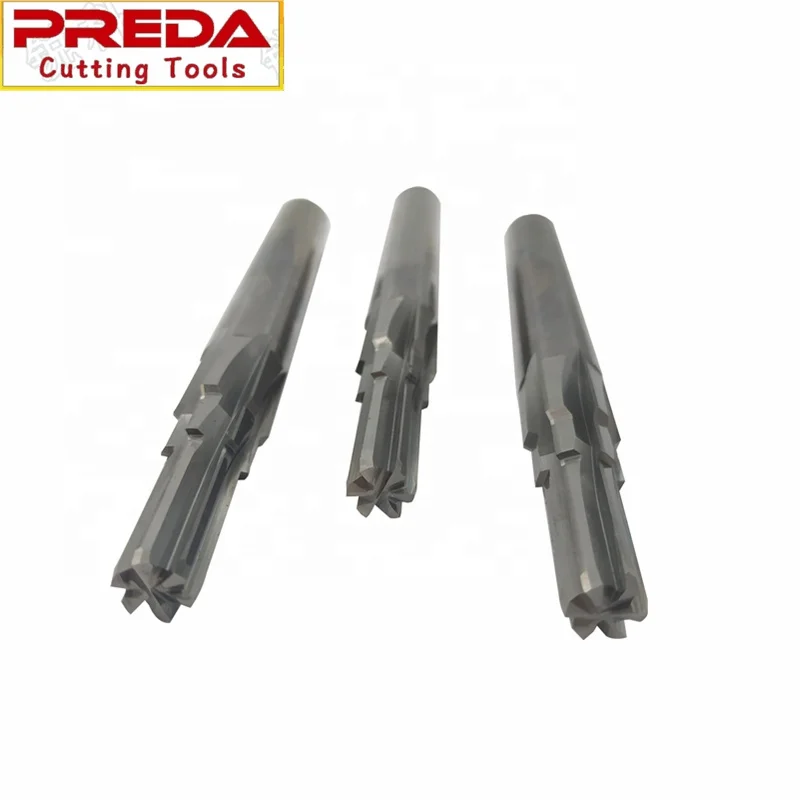 
Solid carbide customized special HRC45 uncoated chamber tools 6 flutes compound reamer 