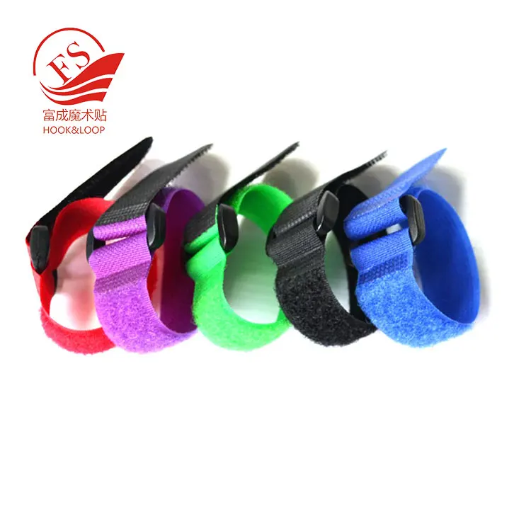 Fast production black hook and loop strap with buckle