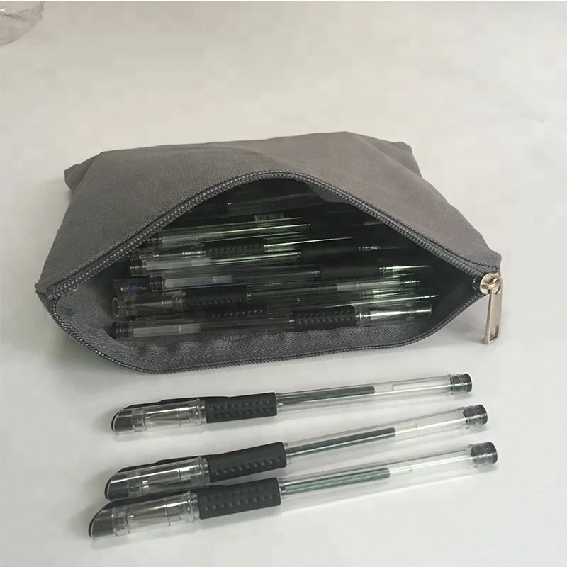 9*7 inch grey canvas zipper pouch bag, gray cotton pouch / canvas make-up bag, small cotton pouch