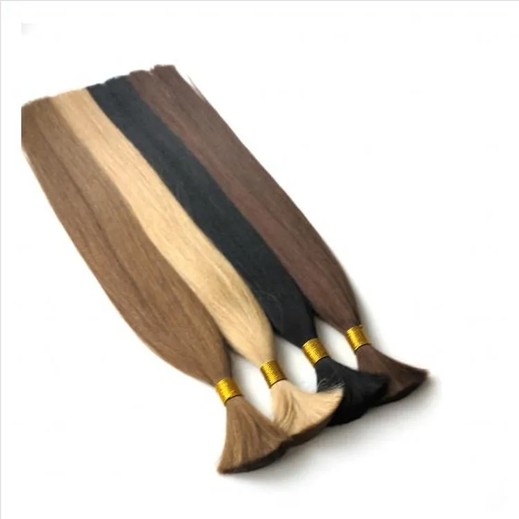 Double drawn virgin russian slavic human hair bulk