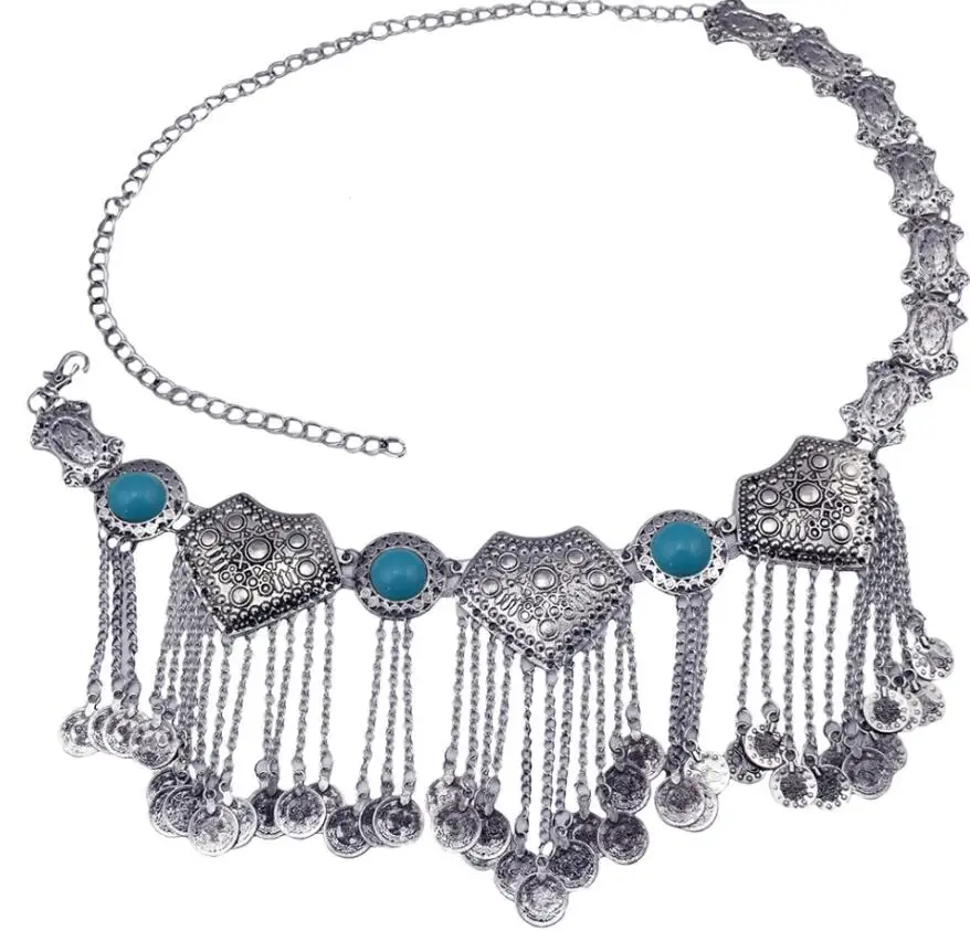 Turkish Gypsy Silver Belly Chains Boho Ethnic Jewelry Sexy Bikini Waist Dance Coin Dress Belt Belly Piercing Tribal Jewelry