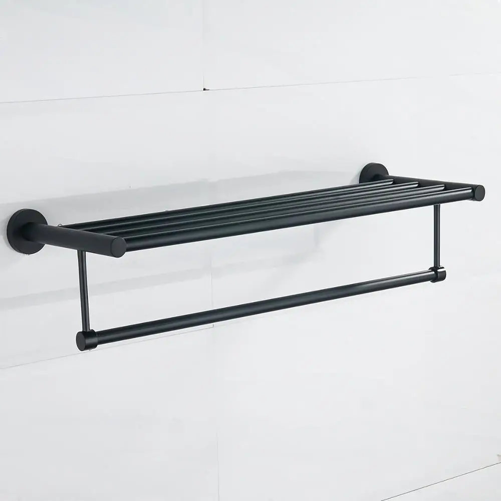 
Decorative Bathroom Towel Rack Bathroom Accessory Black Wall Mounted Towel Shelf 