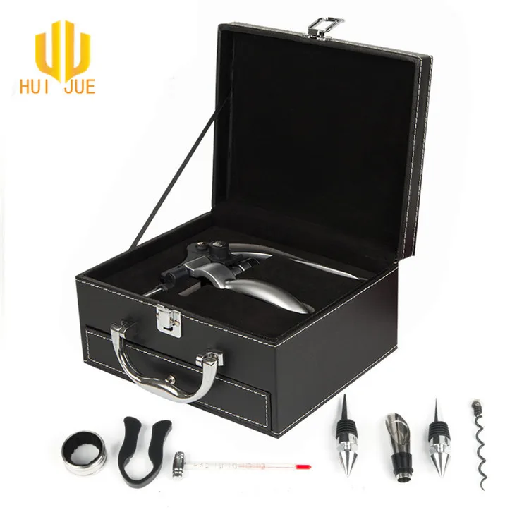 HUIJUE cheapest wholesale wine gift set with leather case