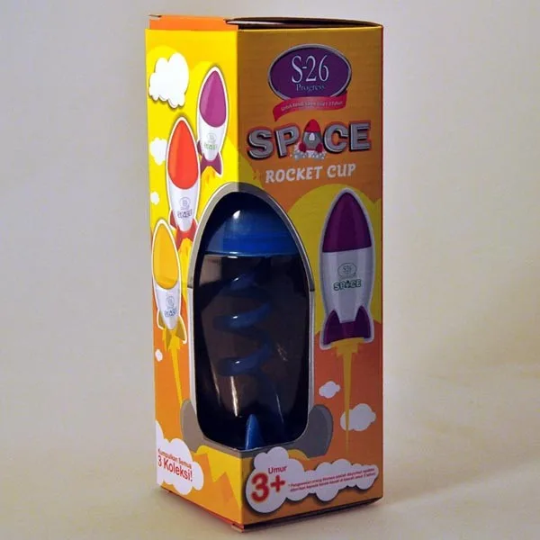 
Kids water bottle rocket shape drinking with sipper straw 