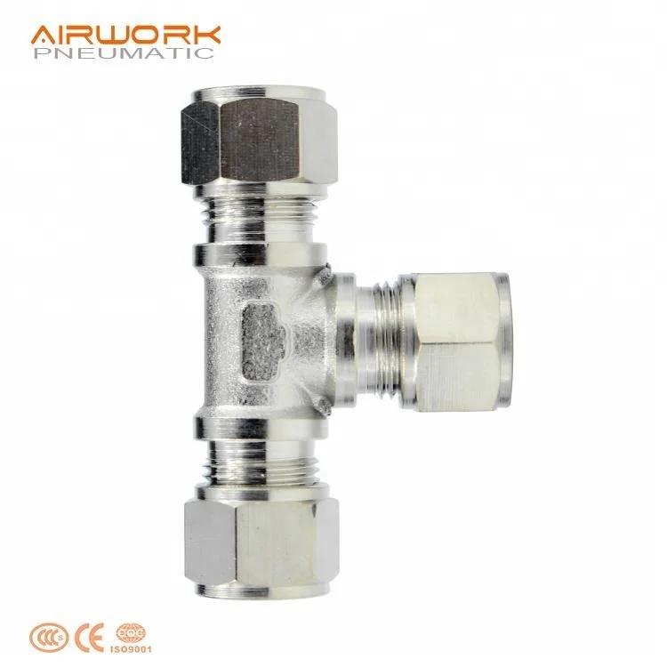 hydraulic 1/2 T union brass compression tube fitting hose connector for pvc pipe