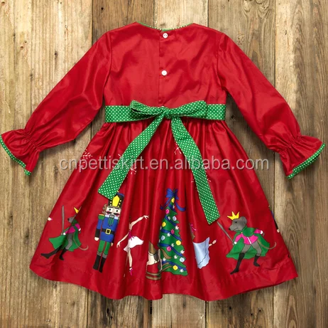 2022 new arrival red Christmas series pretty kids cotton frocks design wholesale boutique elegant girl dress