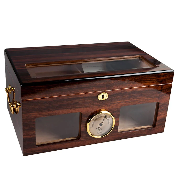 
Wholesale Transparent Acrylic Sunroof Cedar Wood Cigar Humidor Storage Box with Handles Design Lock Hygrometer Humidifier  (60359218171)