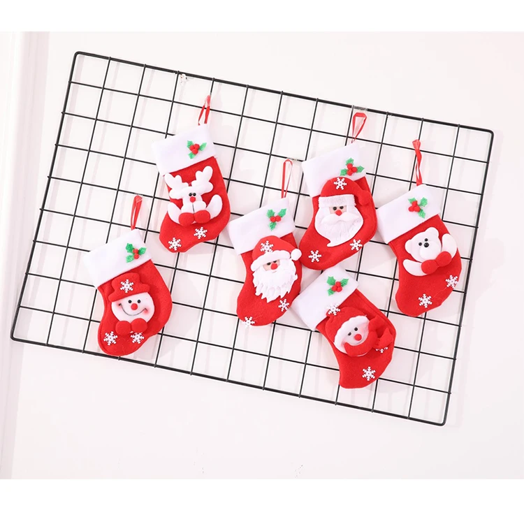 Lovely 9*16cm Christmas Stockings Socks 2022 New Year Candy Nut Gift mini Bag Xmas Tree hanging Decor