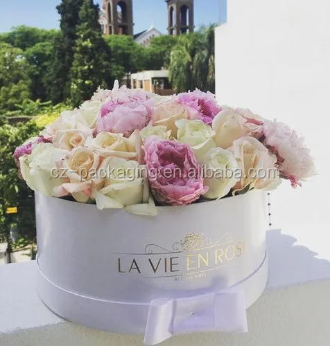 Round Paper Custom rose gift box with lid