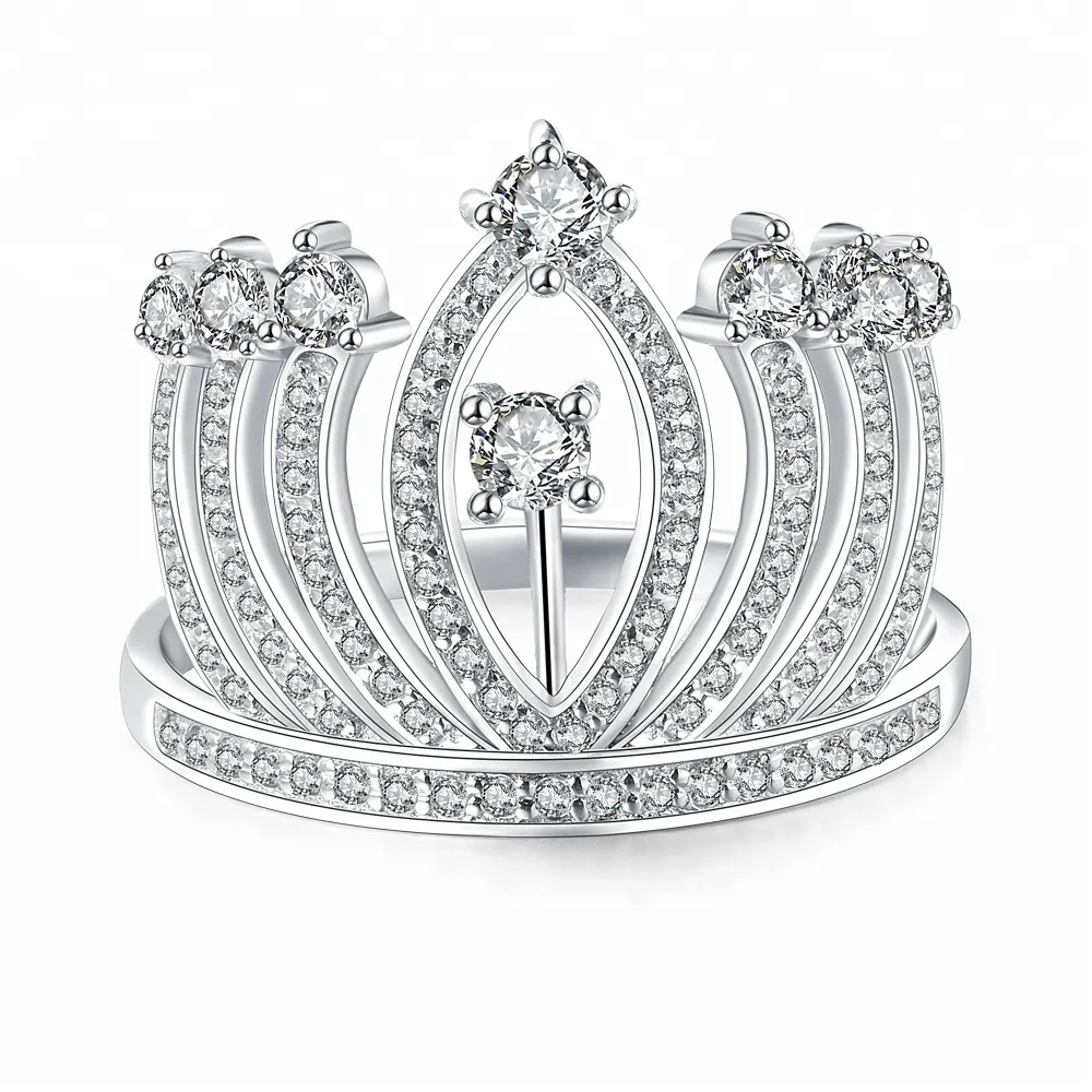 18k Gold plated 925 Silver Ring Crown Jewelry