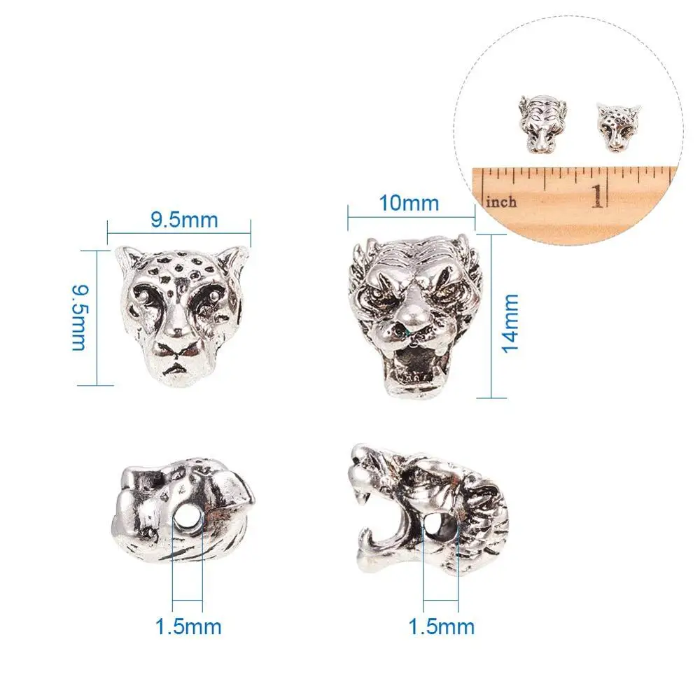 Alloy Lion Head Beads Connector Charm Beads for Bracelet Necklace Earrings Jewelry Making Crafts