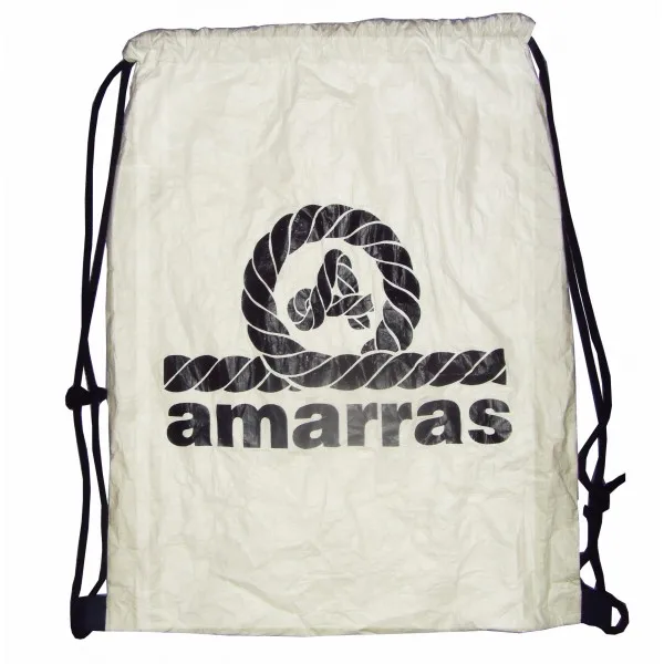 Fabric drawstring bag with logo front zipper pocket