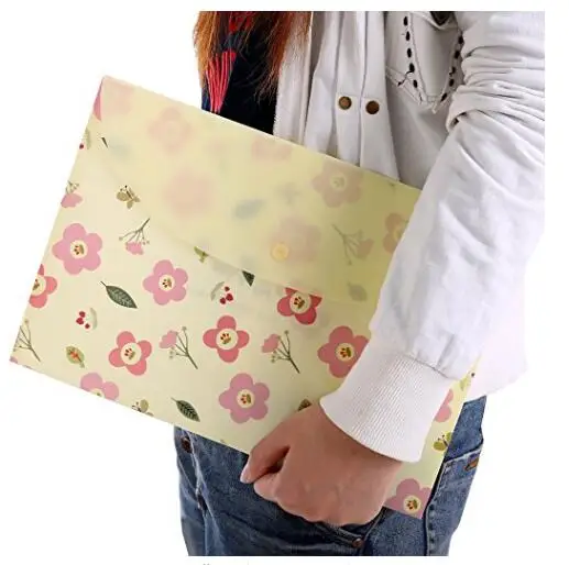 Floral Printed Festival Letter Size Poly Envelopes Document Organizer Booklet File Paper Folders with Snap Button