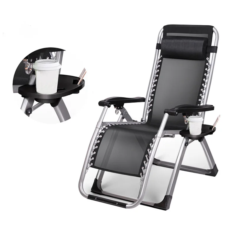 Zero Gravity reclining folding beach sun lounger  Chairs with pillow and cup holder tray