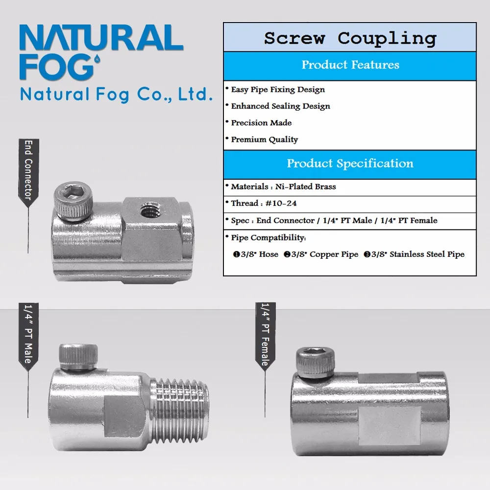 Taiwan Natural Fog High Pressure Fog System 3 Way Pipe Elbow Screw Connector