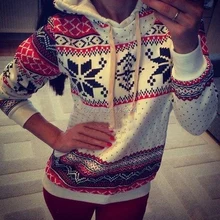 Free Shipping 2014 Women Hoody Christmas Sportwear Harajuku Snowflake Printed Sweatshirt Pullover Moleton Feminine