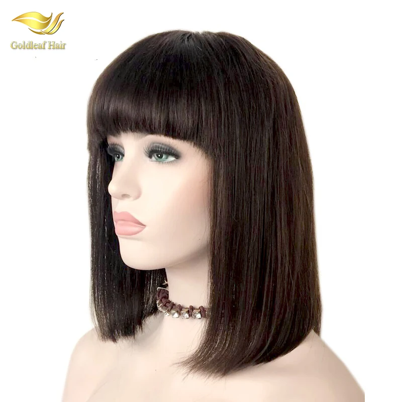 Wholesale no blended color Brown Black Blonde Bob style human hair lace front wigs for white women