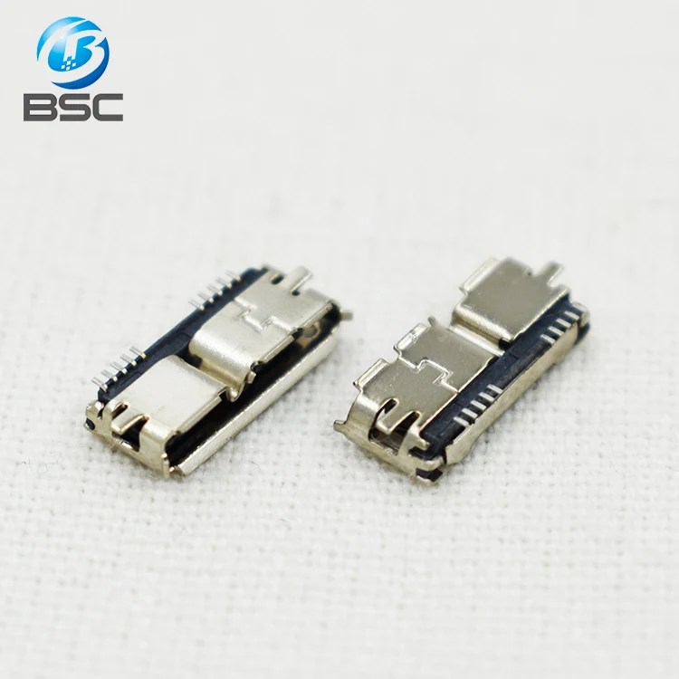 PCB Soldering Connector SMD Micro USB 3.0 Type B Female Socket Solder Jack 180 Degree for Portable Hard Drive