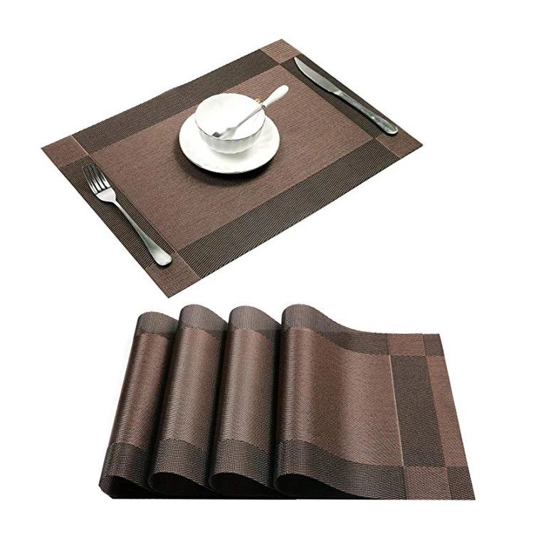 
Wholesale Promotional Price Customized Gold Color Gift set PVC placemat, vinyl table Dining placemat 