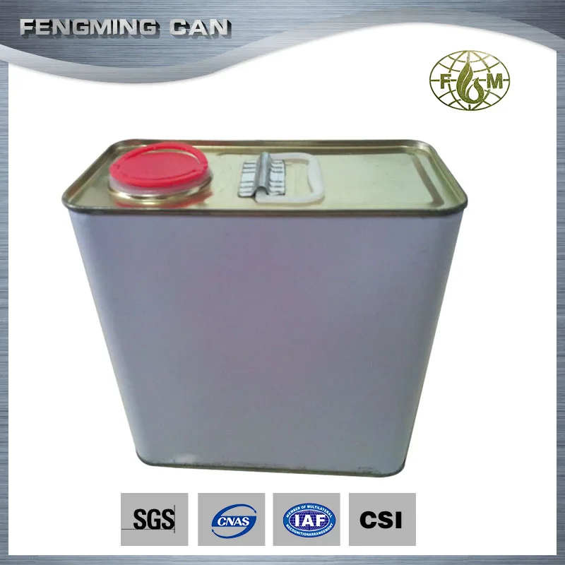 2 liter white jerry can square oil tin can with flexible spout lid